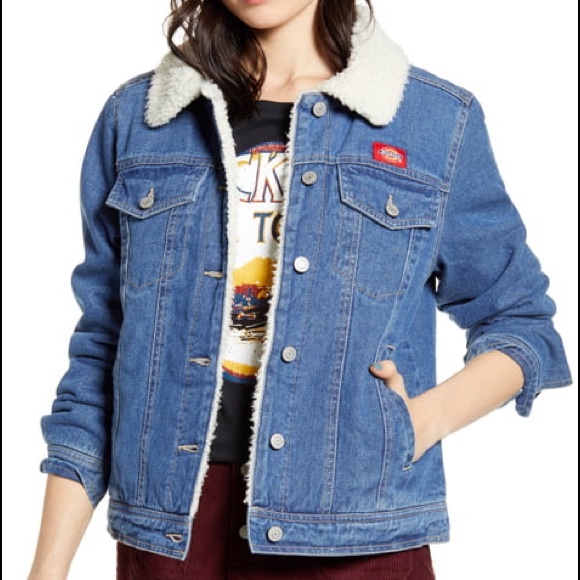 🌴🌼DICKIES- Faux Shearling Lined Denim Jacket🌼🌴 - Picture 3 of 12